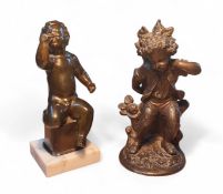 Just Andersen (1884-1943), Dutch,  bronzed figure of a putti blowing a horn, stamped with JUST