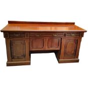 A Victorian pollard oak sideboard, three drawers to frieze, above panelled doors, plinth base, 102cm