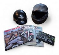 A Harley Davidson Bell half helmet with sunvisor - size medium; a LS2 valiant 2, 180 degrees