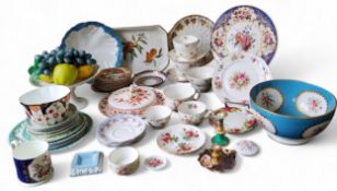 A George Jones Crescent bowl, decorated with summer flowers within gilt leafy cartouches on a