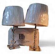 A  HH Collection Exclusive Designer Lighting Perspex and chrome side lamp, cream pleated shade, 36cm
