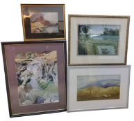 Catherine Cheetham, Derbyshire Artist, Edensor Church, signed, watercolour, 26cm x 45cm;  Susan