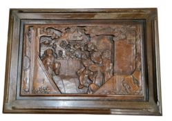 An early 20th century Oriental Export hardwood rectangular  occasional table, the top carved with