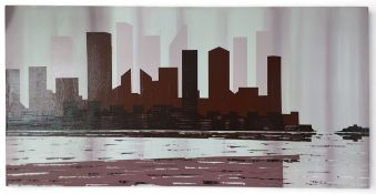 Tony Byrne (1943 - ), Cityscape,  signed and dated to verso, 2005, oil on canvas, 50 x 100cms