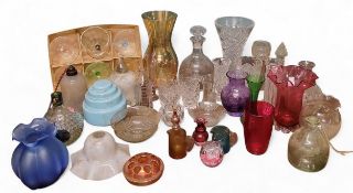 A Victorian cranberry glass flared cylindrical vase, wavy rim, printee feet, 19cm high, c.1880