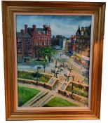 Pete Ma**, Sheffield Impressionist School, Peace Gardens, Sheffield, signed and titled to verso, oil