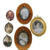 Sir Joshua Reynolds, after, Master Hare, 8cm x 6cm, gilt metal ornate frame on velvet back, 17cm x