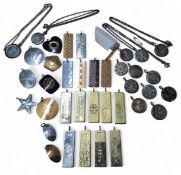 White metal and gold plated ingot pendants, some stamped AJ, and decorted with either a Yorkshire