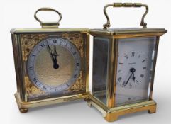 A French Bayard brass 8 day carriage clock, 9 jewel single barrel clockwork movement signed