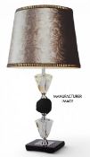 A pair of Hh Collection NOS contemporary table lamps, complete with bulbs and white pleated shade,