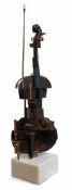 Armand Fernandez Arman, (Nice, 1928 - New York, 2005), polished bronze, Violin Decoupe, square white