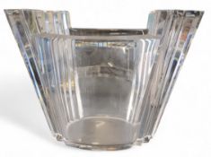 An Orrefors Crystal vase, designed by Jan Johansson, the sides angled, 14.5cm high, etched mark