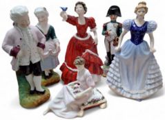 Royal Doulton figures - Pauline, HN 3643; Charlotte HN 3658; Royal Albert Thinking of You RA 1;