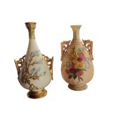 A Royal Worcester ovoid vase, printed and painted with wild flowers, on a blush ivory ground, gilt