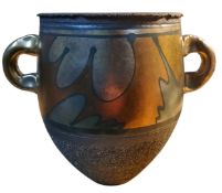 John Wheeldon, Bn.1950, Matlock, Derbyshire - a Studio Ware textured black stoneware two-handled