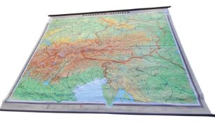 Cartography - a large school wall map,  Osterreich- Ostalpen, (Austrian The Eastern Alps), Wien Graz