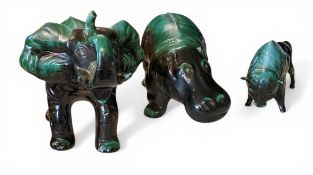 Blue Mountain Ceramics, Canada - a large elephant, hippo, bison Blue Mountain Ceramics were
