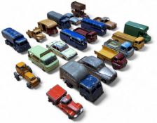 Matchbox regular wheels no.15 Tippax Refuse Collector; no.58 BEA Coach; another; no.51 Albion