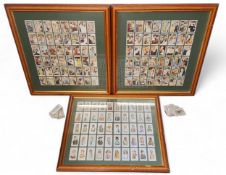 Cigarette cards - three framed double sided displays, one Ogden's Children of All Nations (full
