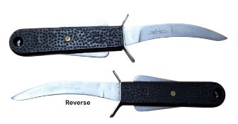 Militaria - a mid-20th century RAF MK III survival knife the 10cm long single-edge curved blade