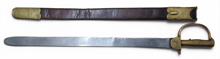 An early 19th century British second pattern Baker sword bayonet, 57cm single edged blade complete