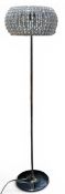 A chrome and crystal six-light floor lamp, 148cm high