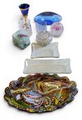 A Caithness Congratulations paperweight;   a Murano Tutti Frutti style shaped oval glass bowl,