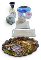 A Caithness Congratulations paperweight;   a Murano Tutti Frutti style shaped oval glass bowl,