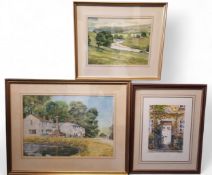 L Feather, Foolow, Derbyshire, watercolour, 36.5 x 54.5cms, framed;   Mary Mac,  Malthouse