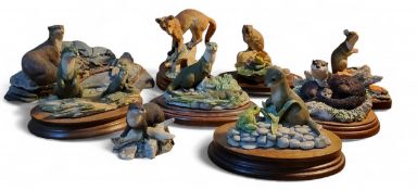 Border Fine Arts  - Otters Kit and Frog, model by Ayres, FE3;   Wildlife Family, RW3;   Otter and