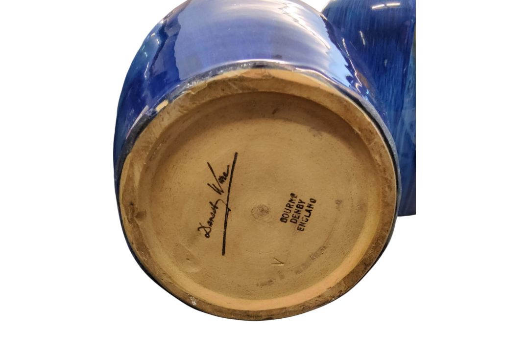 A Bourne Denby Danesby Ware Electric Blue pattern ovoid vase, 27cm high, printed mark;   a similar - Image 2 of 3