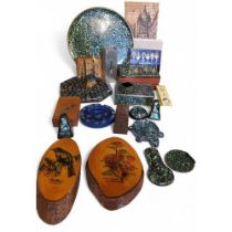 New Zealand Tourist Ware - Paua shell tray, boxes, key fob, ashtrays; etc