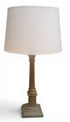 Lighting - a brass Corinthian column table lamp, 67cm with shade