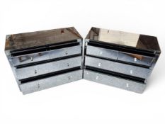 A contemporary mirrored chest, of two short and two long drawers, 75cm high, 100cm wide, 43cm deep;
