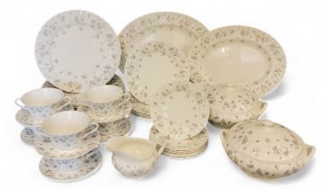 A Wedgwood April Flowers dinner service, for six, comprising soup bowls and stands, dinner,
