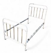 A Victorian cast iron single bed frame, painted white, 97cm high, 103cm wide, 197cm long, c.1880