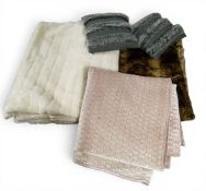 Bed Throws - a faux fur double bed throw, 200cm long, 165cm wide;  others;   cushions