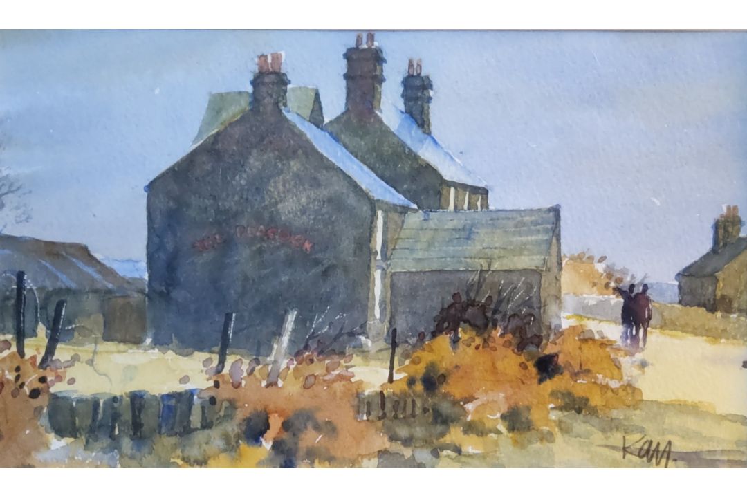 'Kay', 20th century, The Peacock, at Owler Bar, signed, watercolour, 15cm x 24.5cm;  others, - Image 3 of 5