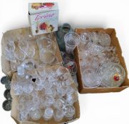 Glassware - a globular cut glass vase, with sunflower, 15cm high;   other cut glass vases;   salt