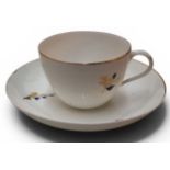 A Pinxton Bute teacup and saucer, pattern no.46, decorated with cornflowers and gilt sprigs, gilt
