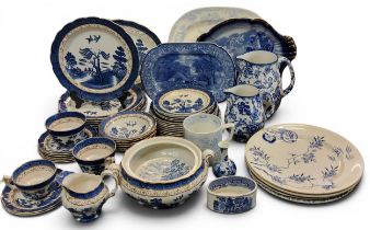 Blue and White - Booths Real Old Willow dinner and tea ware;   James Kent Ye Old Foley Ware meat