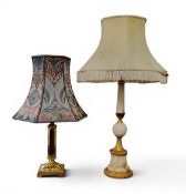 A Regency style 'Hollywood' marble and gilt metal side light, tapering cylindrical column with