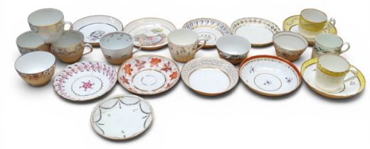 English Porcelain - a Derby saucer, pattern 135, puce mark, c.1790;   a Barr Worcester Bluebell