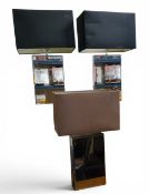 A pair of contemporary rectangular mirrored side lights, black shades, 60cm high overall;