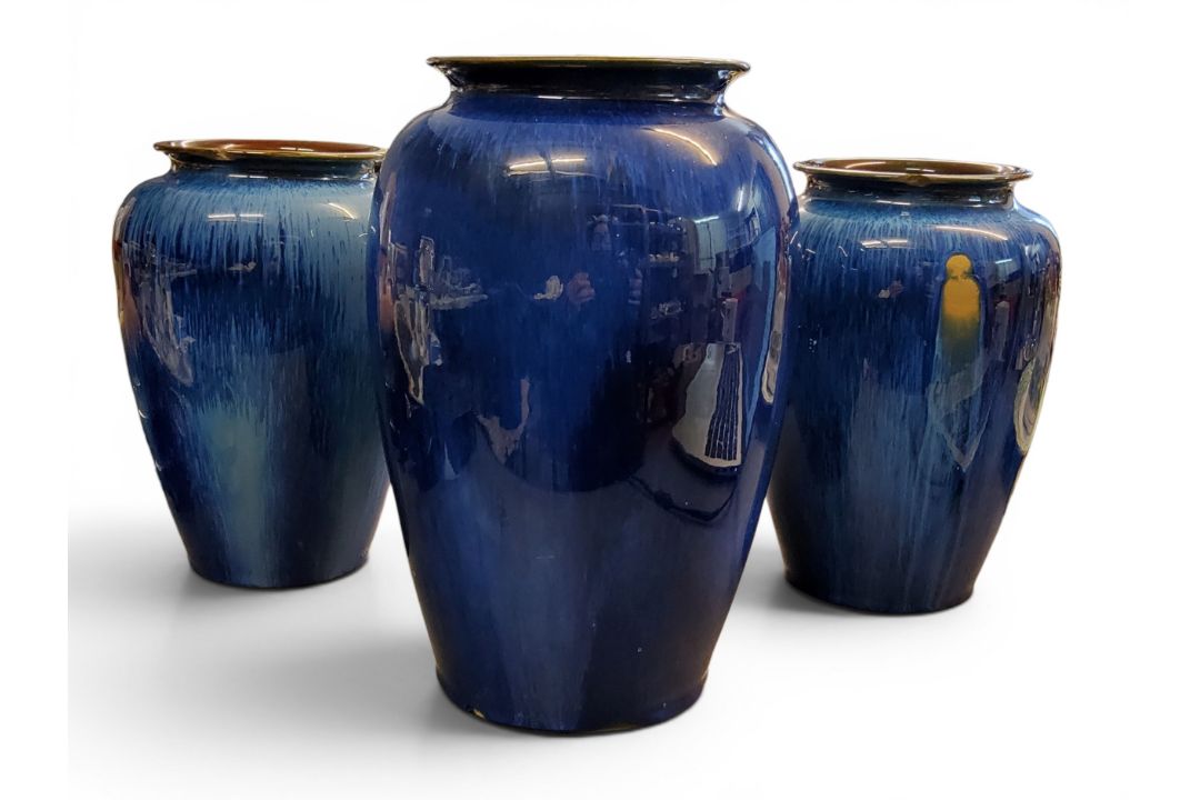 A Bourne Denby Danesby Ware Electric Blue pattern ovoid vase, 27cm high, printed mark;   a similar - Image 1 of 3