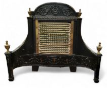 A Belling & Co Ltd Adams style electric fire, painted black, urn finials, 57.5cm high, 65cm wide,