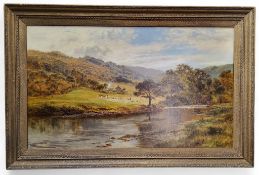Robert Gallon, British 1845-1925, Harvesting, signed, oil on canvas, 61cm x 110cm
