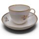 A Pinxton Bute teacup and saucer, pattern no.46, decorated with cornflowers and gilt sprigs, gilt - Image 1 of 4