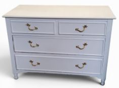 A Ducal London dressing table, bowed sides, drawers to frieze, triple mirror,  stool ensuite, 87cm