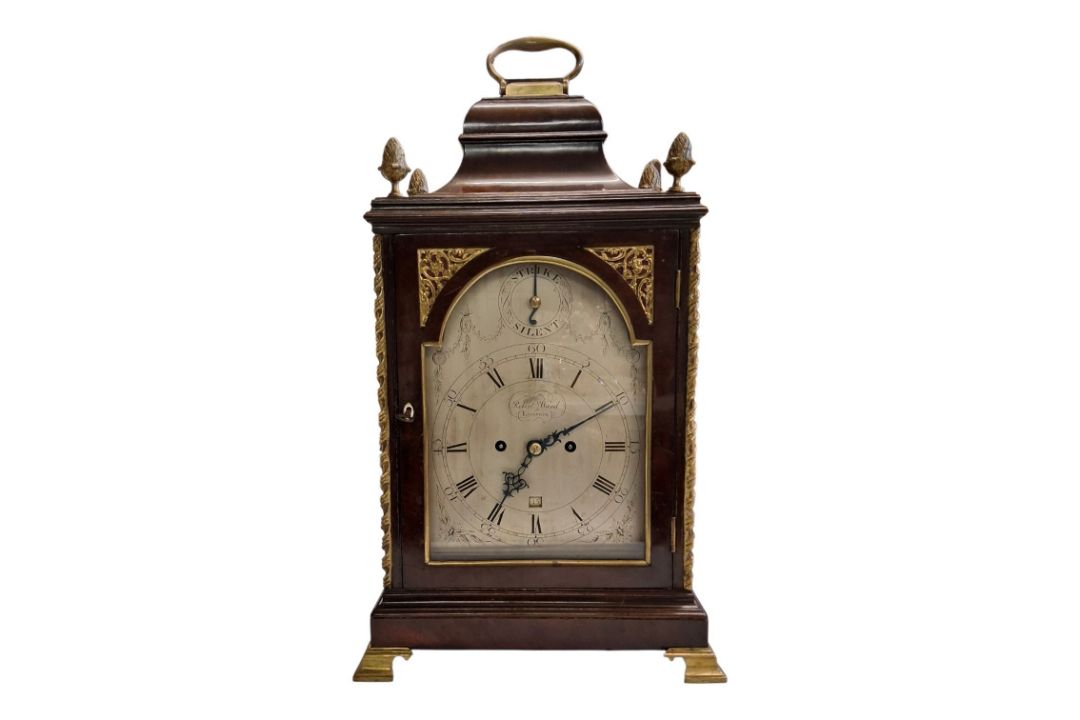 A George III mahogany bracket clock, the 16.5cm silvered dial inscribed ...